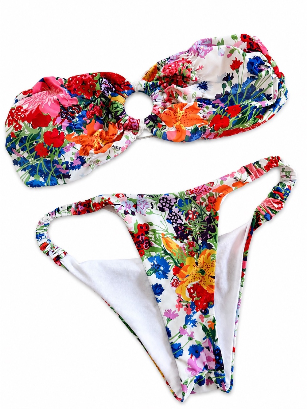 Bikini two-piece swimsuit floral multicolor size S